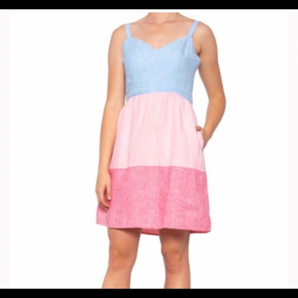 Women’s Colorblock Sundress - Blue, Light Pink & Pink
